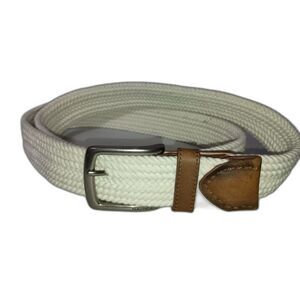 BLG: White Braided Handcrafted Belt, Men's Size 36-40